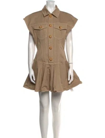 Pre-owned Balmain Mini Dress In Neutral