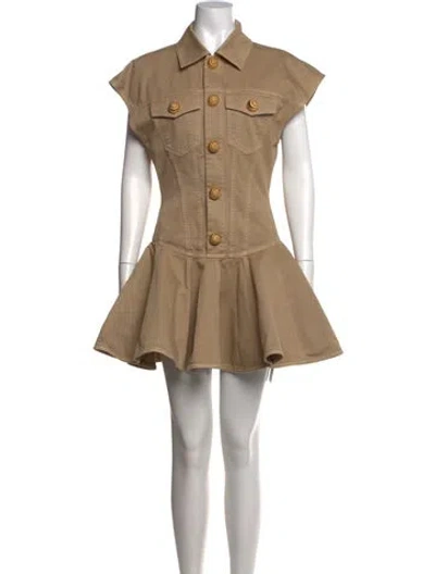 Pre-owned Balmain Mini Dress In Neutral