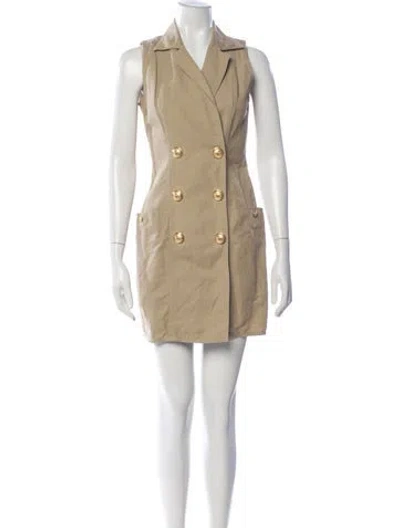 Pre-owned Balmain Mini Dress In Neutrals