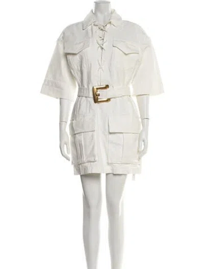 Pre-owned Balmain Mini Dress In White