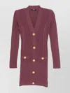 Balmain Mini Dress With Button Detailing And Pockets In Burgundy