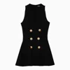 Balmain Black Mini Dress With Gold Buttons In Black