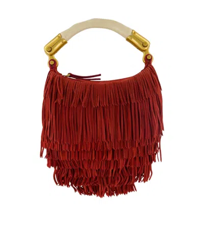 Balmain Mini Ebene Fringes Leather Shoulder Bag In Black