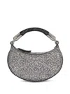 Balmain Mini Embellished Suede Ebene Top-handle Bag In Multi