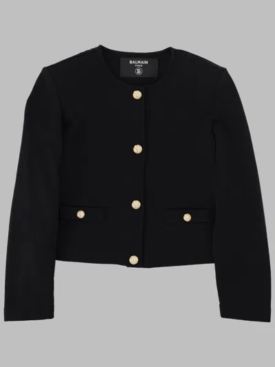 Balmain Mini Fashion Jacket For Girls In Black