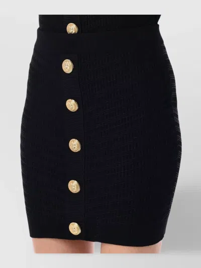 Balmain Mini Jupe À Boutons Dorés In Black