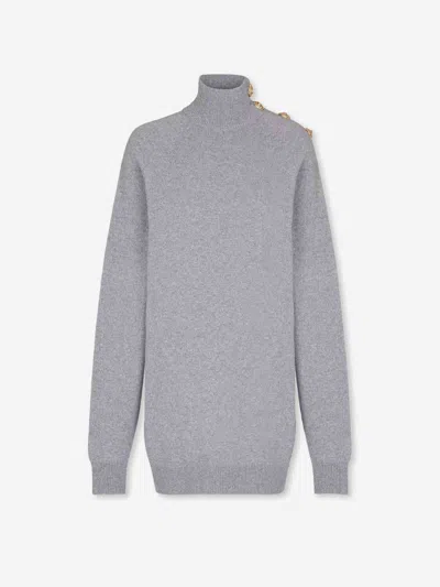 Balmain Mini Knit Dress In Gray
