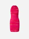 Balmain Printed Mini Body-con Dress In Pink