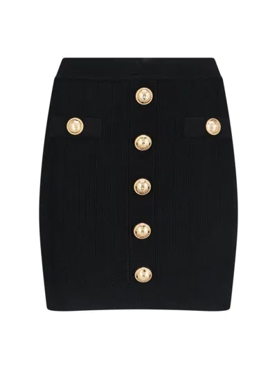 BALMAIN MINI KNIT SKIRT - BLACK