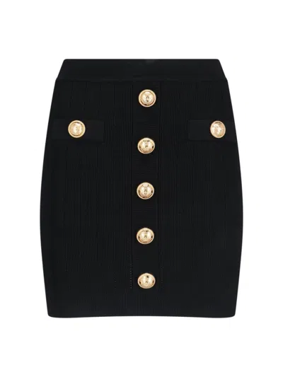 BALMAIN BALMAIN MINI KNIT SKIRT – BLACK