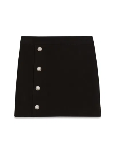 Balmain Mini Knit Textile Skirt For Girls In Black