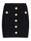 Balmain Black Mini Pencil Skirt With Jewel Buttons In Stretch Viscose Blend Woman In Black