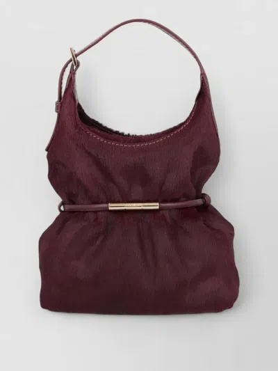 Balmain Mini Leather Clutch Bag In Burgundy