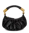 Balmain Ebene Mini Ruched Top-handle Bag In Leather In Black