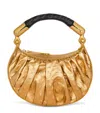 Balmain Mini Leather Ebene Top-handle Bag In Gold