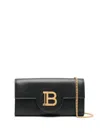 Balmain B Buzz Wallet On Chain In Calfskin Leather In Black