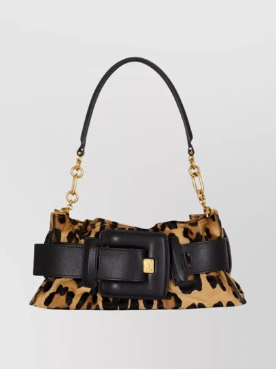 Balmain Mini Leopard Print Shoulder Bag In Multi
