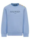 Balmain Junior Mini Logo Button Sweatshirt In Blue