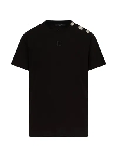 Balmain Mini Logo Print T-shirt For Boys In Black