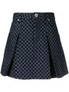 Balmain Women's Mini Monogram Skirt In Blue
