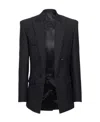 Balmain Mini Monogram-print Satin Blazer In Black