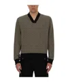 Balmain Geometric Monogram Jersey With Deep V-neckline In Black