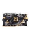 Balmain B Buzz 23 Embossed Labryinth Monogram Leather Clutch In Black