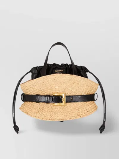 Balmain Mini Raffia Shoulder Bag Shuffle