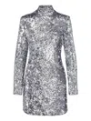 Balmain Sequin-embellished Structured-shoulder Mini Dress In Silver