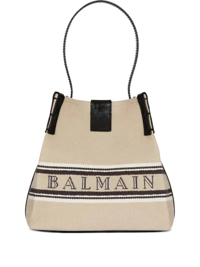 Balmain Mini Shoulder And Crossbody Bag With Stylish Handle In Sand