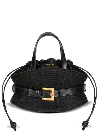 Balmain Mini Shuffle Belt Tote Bag In Black