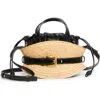 Balmain Shuffle Mini Top-handle Bag In Raffia And Calfskin In Black