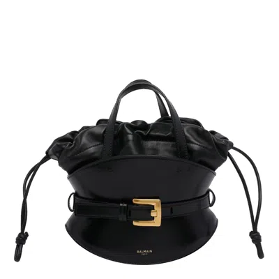 Balmain Mini Shuffle Handbag In Black