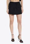 Balmain Asymmetric Virgin Wool Gabardine Mini Skirt In Black