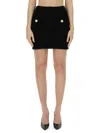 Balmain Button-embellished Tweed Mini Skirt