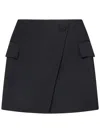 Balmain Asymmetric Virgin Wool Gabardine Mini Skirt In Black