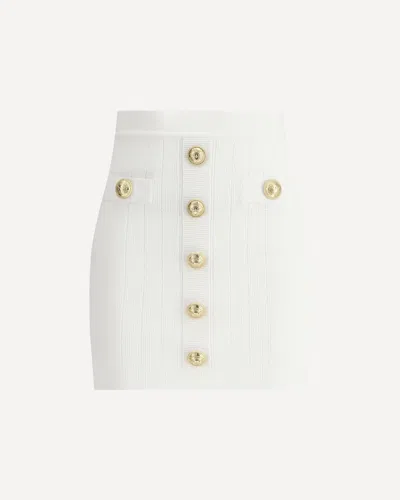 Balmain Fine Ribbed Knit Skirt In White