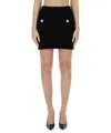 Balmain Black Pencil Mini Skirt With Jewel Buttons