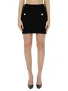 Balmain Button-embellished Tweed Mini Skirt In Black