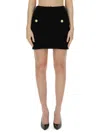 Balmain Button-embellished Tweed Mini Skirt In Black