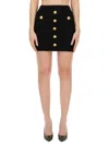 Balmain Women High Waist Buttoned Mini Skirt In Black