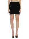 Balmain Button-embellished Tweed Mini Skirt In Black