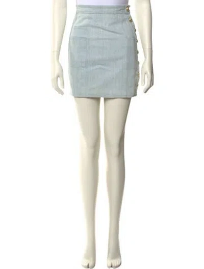Pre-owned Balmain Mini Skirt In Blue