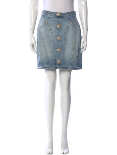 Pre-owned Balmain Mini Skirt In Blue