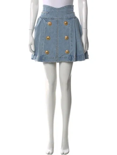 Pre-owned Balmain Mini Skirt In Blue