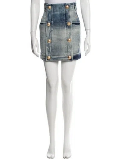Pre-owned Balmain Mini Skirt In Blue