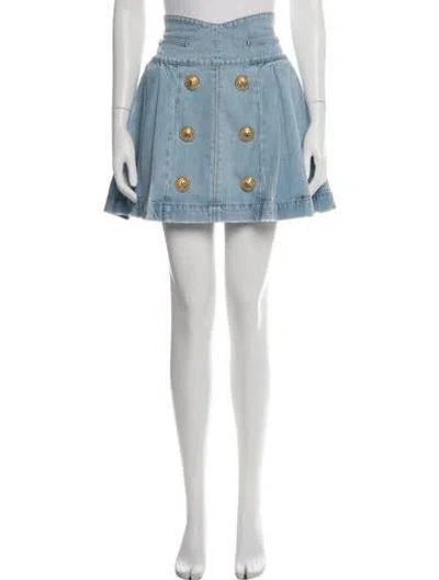Pre-owned Balmain Mini Skirt In Blue