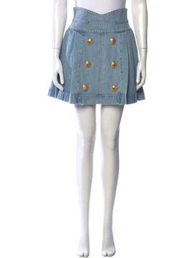 Pre-owned Balmain Mini Skirt In Blue