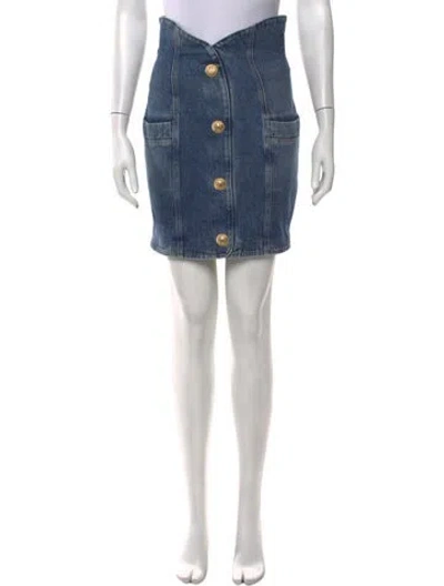 Pre-owned Balmain Mini Skirt In Blue