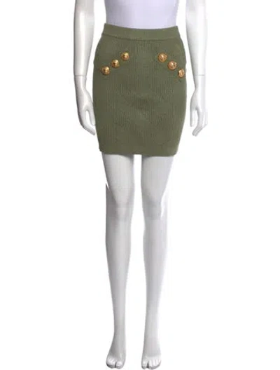 Pre-owned Balmain Mini Skirt In Green